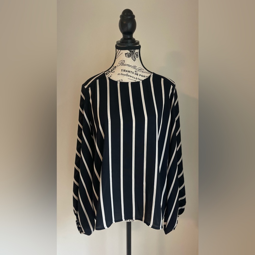 Black and tan stripped blouse - LOFT